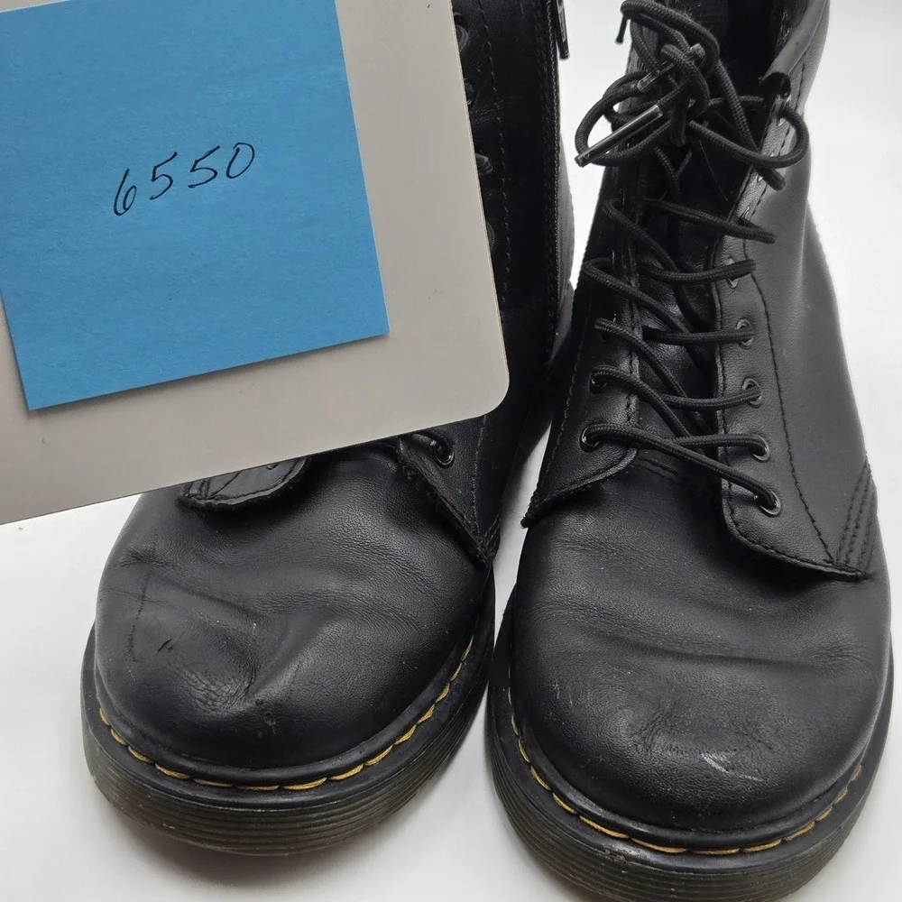 Dr. Martens Boots Youth Size 4 Black 1460 J Leather Combat Side Zip Lace Up